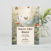 Boho Wildblume Mountain Meadow Save The Date (Stehend Vorderseite)