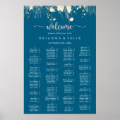 Boho Wildblume Navy Alphabetical Seekarte Poster (Vorne)