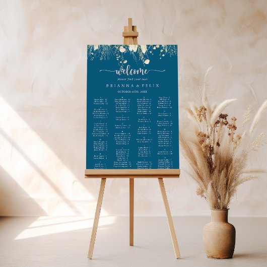 Boho Wildblume Navy Alphabetical Seekarte Poster