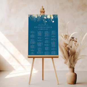 Boho Wildblume Navy Alphabetical Seekarte Poster
