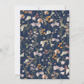Boho Wildblume Navy Blue Brautparty Einladung (Rückseite)