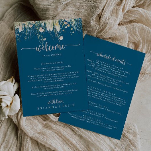 Boho Wildblume Navy Hochzeitserklärung
