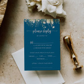 Boho Wildblume Navy Wedding Menü UAWG RSVP Karte