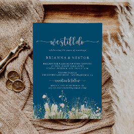 Boho Wildblume Navy wir noch Vow Erneuerung Einladung