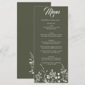 Boho Wildblume Olive Green Wedding Einladung (Vorne/Hinten)