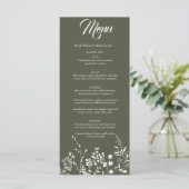 Boho Wildblume Olive Green Wedding Einladung (Stehend Vorderseite)