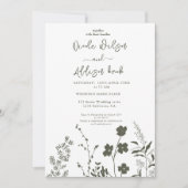Boho Wildblume Olive Green Wedding Einladung (Vorderseite)