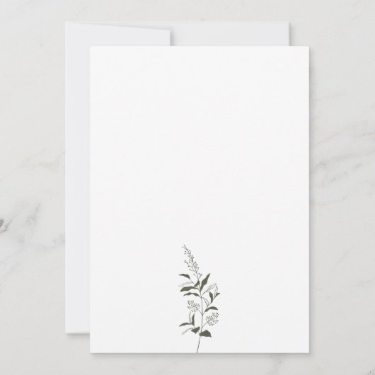 Boho Wildblume Olive Green Wedding Einladung (Rückseite)