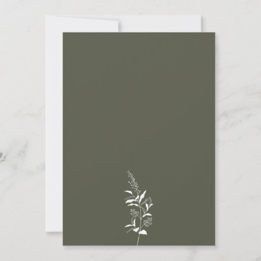 Boho Wildblume Olive Green Wedding Einladung (Rückseite)