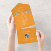 Boho Wildblume Orange Wedding All In One Einladung (Abreißen)