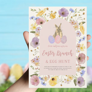 Boho Wildblume Osterbrunch und Eierjagd Einladung