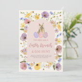 Boho Wildblume Osterbrunch und Eierjagd Einladung (Stehend Vorderseite)