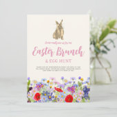 Boho Wildblume Ostern Brunch und Eierjagd Einladung (Stehend Vorderseite)