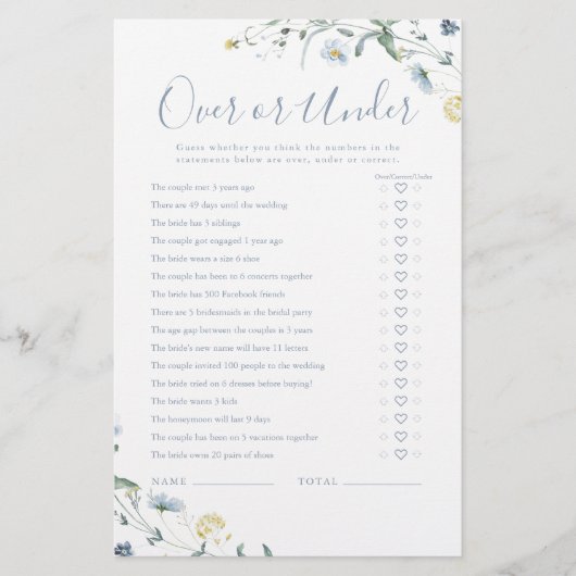 Boho Wildblume Over oder Under Brautparty (Vorderseite)