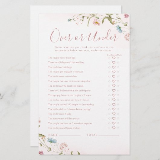 Boho Wildblume Over oder Under Brautparty (Vorne/Hinten)