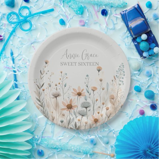 Boho Wildblume Pappteller (Party)