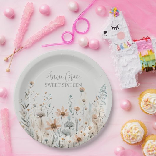 Boho Wildblume Pappteller (Party)