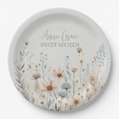 Boho Wildblume Pappteller (Vorderseite)