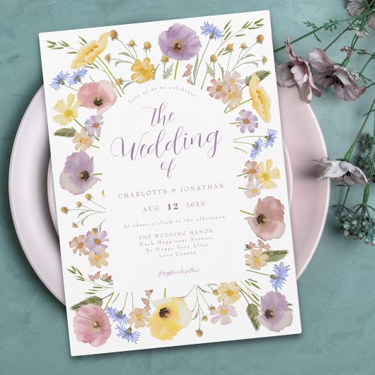 Boho Wildblume Pastel Wedding Einladung