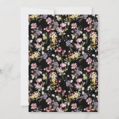 Boho Wildblume Pattern Black Graduation Party Einladung (Rückseite)