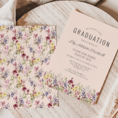 Boho Wildblume Pattern Blush Graduation Party Einladung