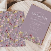Boho Wildblume Pattern Mauve Graduation Party Einladung