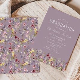 Boho Wildblume Pattern Mauve Graduation Party Einladung