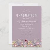 Boho Wildblume Pattern Mauve Graduation Party Einladung (Vorderseite)