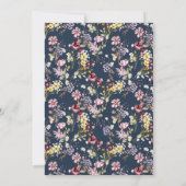 Boho Wildblume Pattern Navy Blue Graduation Party Einladung (Rückseite)