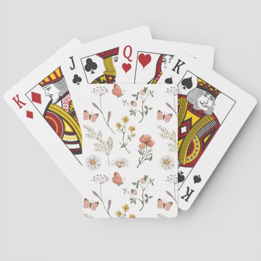Boho Wildblume Pattern Spielkarten (Rückseite)
