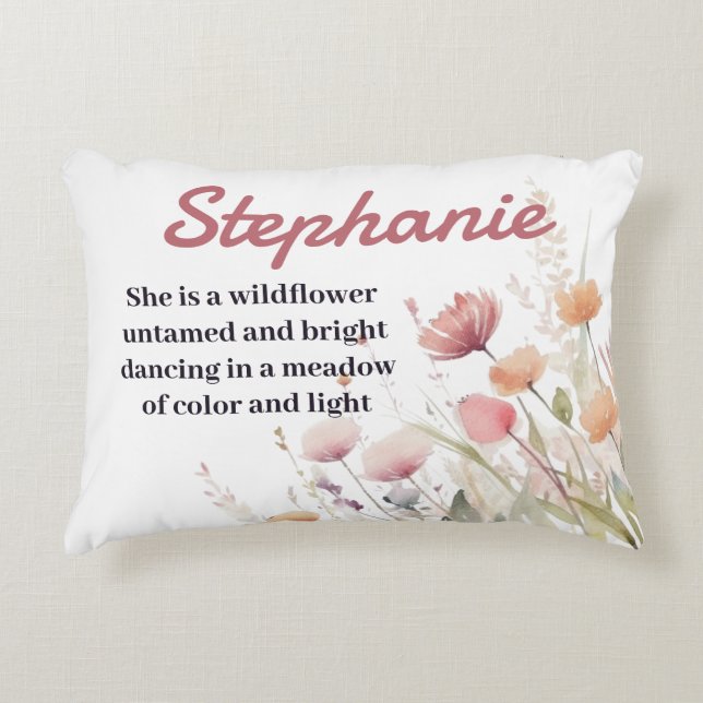 Boho Wildblume Personalisiert Name Pillow Dekokissen (Vorderseite)