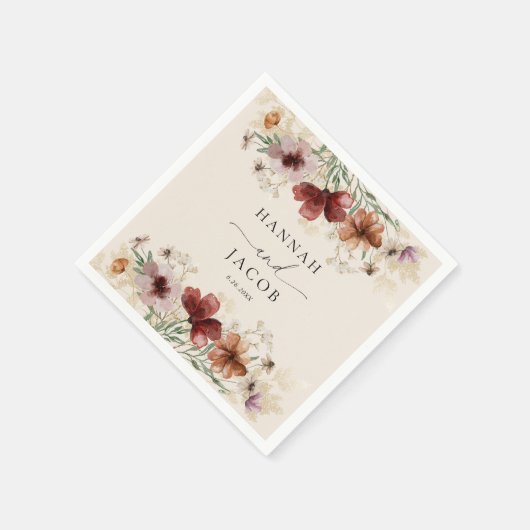 Boho Wildblume Personalisiert Wedding Serviette (Ecke)