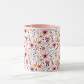 Boho Wildblume Pink Orange Lila Coral Floral Tasse (Zentrum)