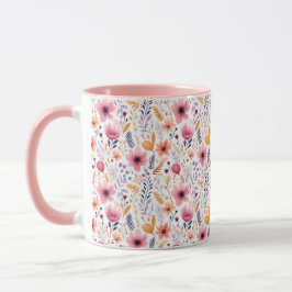 Boho Wildblume Pink Orange Lila Coral Floral Tasse