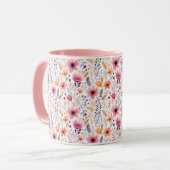 Boho Wildblume Pink Orange Lila Coral Floral Tasse (Vorderseite Links)