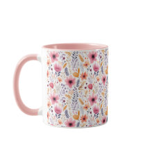 Boho Wildblume Pink Orange Lila Koralle Blumenmust