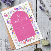Boho Wildblume Pink Wedding Einladung