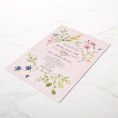 Boho Wildblume Pink Wedding Folieneinladung (Gedreht)