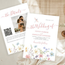 Boho Wildblume qr Code Foto Hochzeit