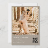 Boho Wildblume QR Code Foto Taupe Wedding Einladung (Rückseite)
