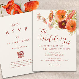 Boho Wildblume QR Code Wedding Einladung