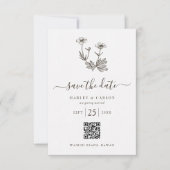 Boho Wildblume QR Code Wedding Save The Date (Vorderseite)