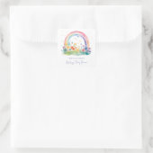 Boho Wildblume Rainbow Baby Dusche Quadratischer Aufkleber (Tasche)