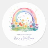 Boho Wildblume Rainbow Baby Dusche Runder Aufkleber (Vorderseite)