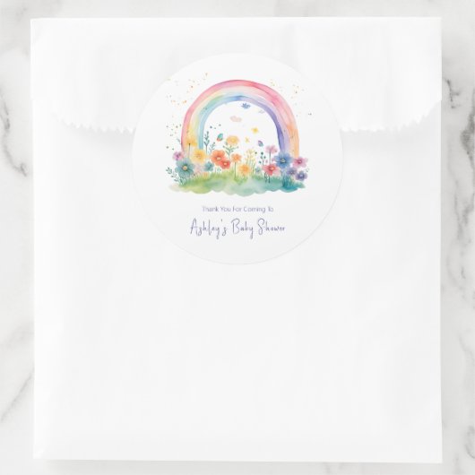 Boho Wildblume Rainbow Baby Dusche Runder Aufkleber (Tasche)