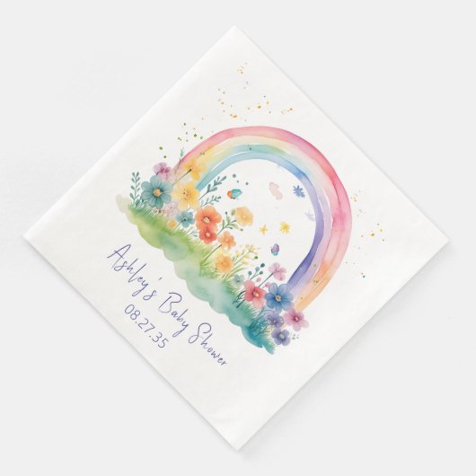 Boho Wildblume Rainbow Baby Dusche Serviette (Ecke)