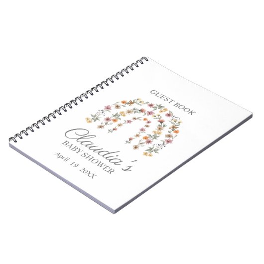 Boho Wildblume Rainbow Baby Guest Notebook Notizblock (Linke Seite)