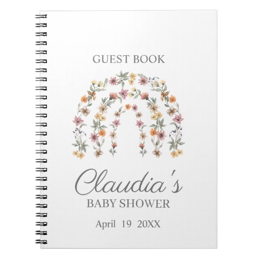 Boho Wildblume Rainbow Baby Guest Notebook Notizblock (Vorderseite)