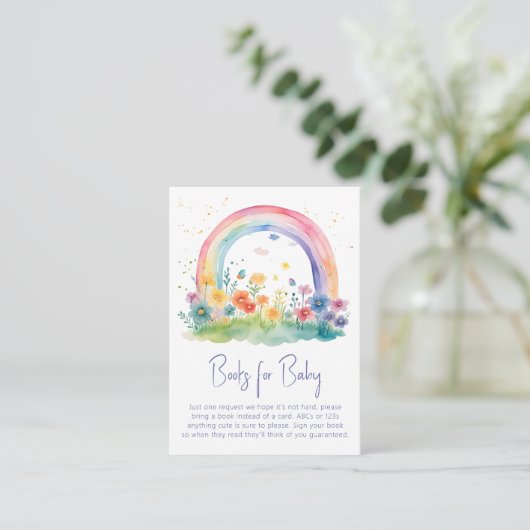 Boho Wildblume Rainbow Baby Showbücher für Baby Begleitkarte (Stehend Vorderseite)