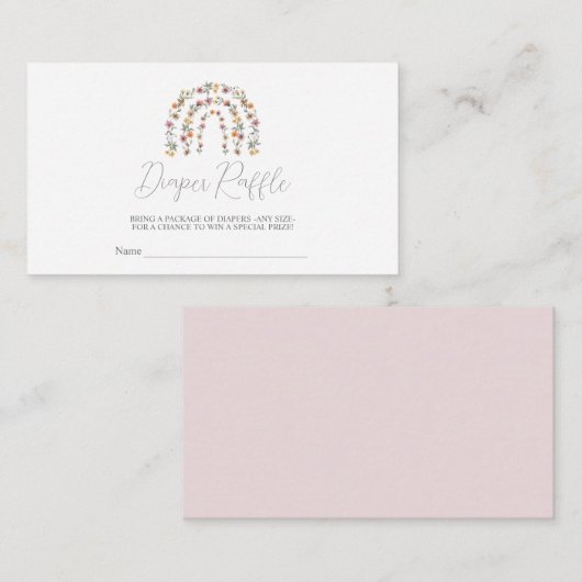 Boho Wildblume Rainbow Diaper Raffle Baby Dusche Begleitkarte (Vorne/Hinten)